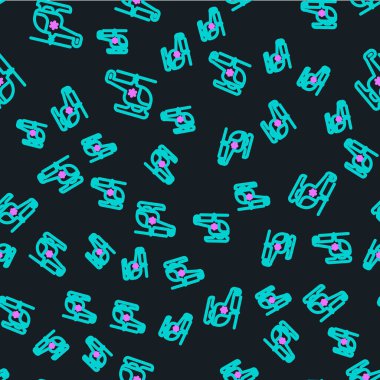 Kurtarma helikopteri simgesi siyah arkaplanda izole edilmiş. Ambulans helikopteri. Vektör