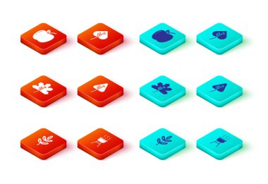 Yaprak ya da yapraklar, ızgara ızgara ve Apple ikonu. Vektör