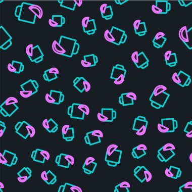 Limon ikonlu çizgili çay fincanı siyah arka planda izole edilmiş pürüzsüz desen. Vektör