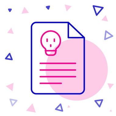 Satır Radyasyon uyarı belgesi simgesi beyaz arkaplanda izole edildi. Metin dosyası. Renkli taslak konsepti. Vektör