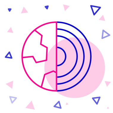 Beyaz arka planda Dünya 'nın çekirdek yapı ikonu izole edildi. Renkli taslak konsepti. Vektör