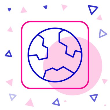 Beyaz arka planda izole edilmiş Dünya çizgisi ikonu. Dünya ya da Dünya işareti. Küresel internet sembolü. Geometrik şekiller. Renkli taslak konsepti. Vektör