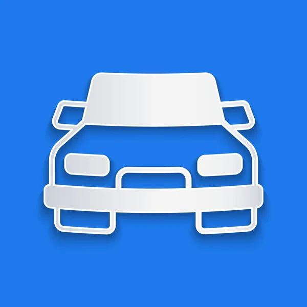 Corte Papel Icono Del Coche Aislado Sobre Fondo Azul Estilo — Vector de stock