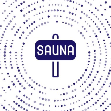 Mavi Sauna simgesi beyaz arkaplanda izole edildi. Soyut çember rastgele noktalar. Vektör