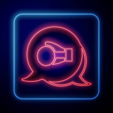 Parlayan neon boks eldiveni simgesi siyah arkaplanda izole edildi. Vektör