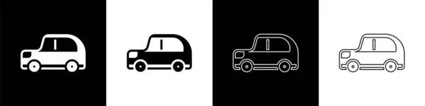 Set Icono Coche Aislado Sobre Fondo Blanco Negro Vector — Vector de stock