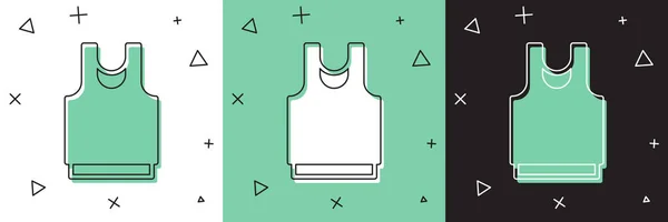 Set Icono Camiseta Interior Aislado Sobre Fondo Blanco Verde Negro — Vector de stock