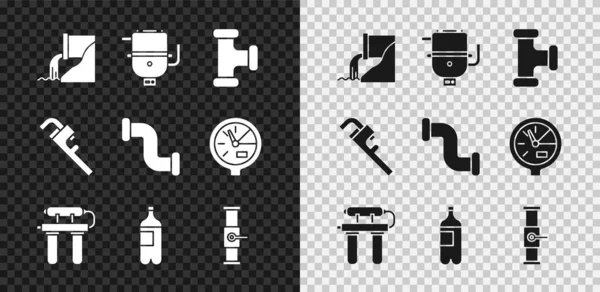 Set Aguas Residuales Caldera Eléctrica Para Calefacción Tubo Metálico Industrial — Vector de stock