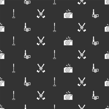 Suyun içinde golf topu, golf sopası ve golfü kusursuz bir şablona ayarlayın. Vektör