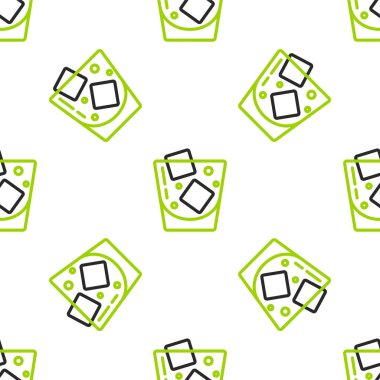 Çizgili viski ve buz küpleri simgesi beyaz arka planda izole edilmiş. Vektör.