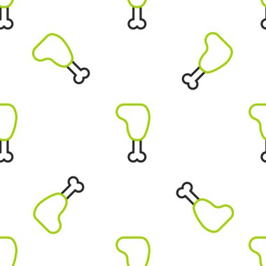 Çizgili Tavuk bacak ikonu beyaz arka planda izole edilmiş kusursuz desen. Tavuk budu. Vektör.