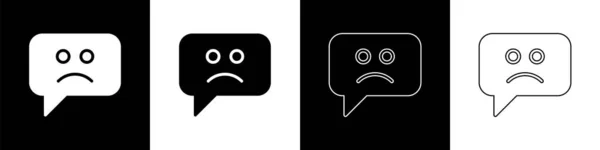 Conjunto Triste Sonrisa Icono Aislado Sobre Fondo Blanco Negro Cara — Vector de stock