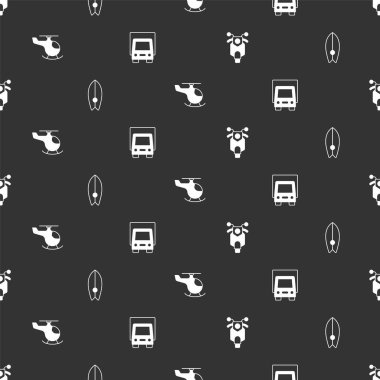 Scooter Sörf Tahtası Helikopteri ve Teslimat Kargo Aracı 'nı kusursuz şekilde ayarlayın. Vektör.