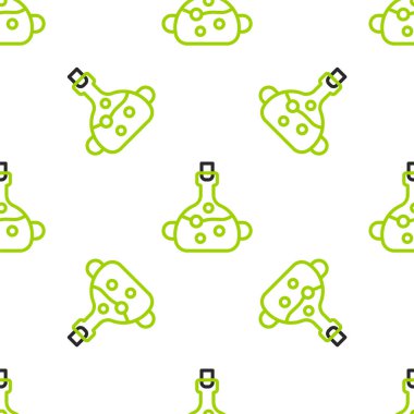 Şişe ikonundaki çizgi zehri beyaz arka planda izole edilmiş pürüzsüz desen. Bir şişe zehir ya da zehirli kimyasal toksin. Vektör.