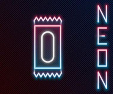 Parlayan neon hattı Candy simgesi siyah arkaplanda izole edildi. Renkli taslak konsepti. Vektör.