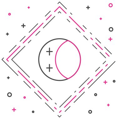 Güneş ikonunun çizgi tutulması beyaz arkaplanda izole edildi. Tam sonar tutulması. Renkli taslak konsepti. Vektör.