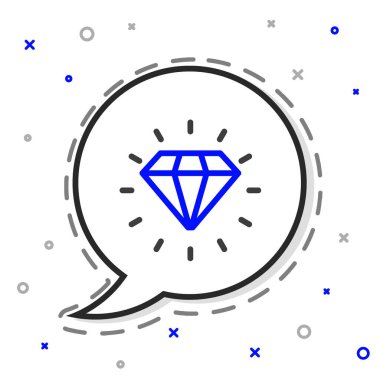 Elmas çizgisi simgesi beyaz arkaplanda izole edildi. Mücevher sembolü. Mücevher taşı. Renkli taslak konsepti. Vektör.