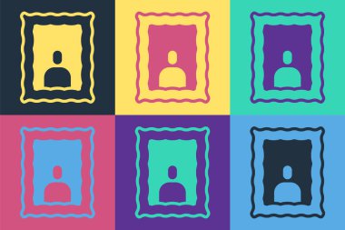 Masa simgesindeki Pop Art Picture çerçeve renk arkaplanı izole edilmiş. Sevgililer Günü sembolü. Vektör.