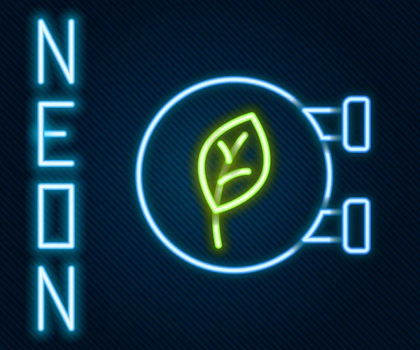 Zářící Neonové Linie Eco Shop Ikona Izolované Černém Pozadí Značka — Stockový vektor