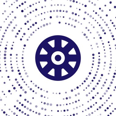 Beyaz arka planda izole edilmiş araba simgesi için mavi alçı tekerleği. Soyut çember rastgele noktalar. Vektör.