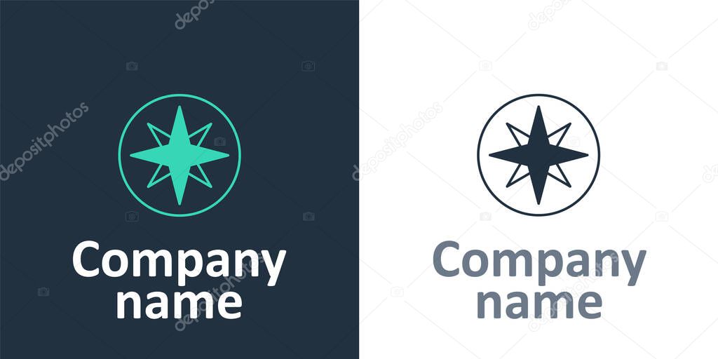 Logotype Wind rose icon isolated on white background. Compass icon for travel. Navigation design. Logo design template element. Vector.