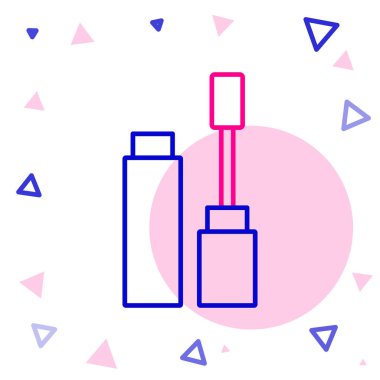 Beyaz arkaplanda çizgi Mascara fırça simgesi izole edildi. Renkli taslak konsepti. Vektör.