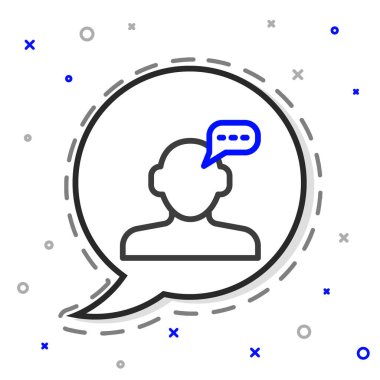 Çevrimiçi psikolojik danışmanlık mesafesi simgesi beyaz arkaplanda izole edildi. Psikoterapi, psikolojik yardım, online psikiyatrist danışmanlığı. Renkli taslak konsepti. Vektör.