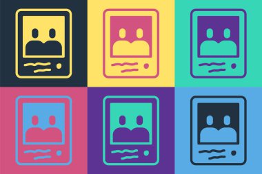 Pop Art Family fotoğraf simgesi renk arkaplanında izole edildi. Vektör.