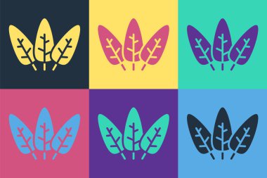 Pop Art Leaf simgesi renk arkaplanında izole edildi. İşaret bırakıyor. Taze doğal ürün sembolü. Vektör.