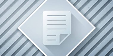 Kağıt kesimi Dosya simgesi gri arkaplanda izole edildi. Kontrol listesi simgesi. İş konsepti. Kağıt sanatı tarzı. Vektör.