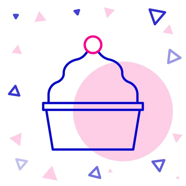 Line Cake Icoon Geïsoleerd Witte Achtergrond Gefeliciteerd Met Verjaardag Kleurrijk — Stockvector