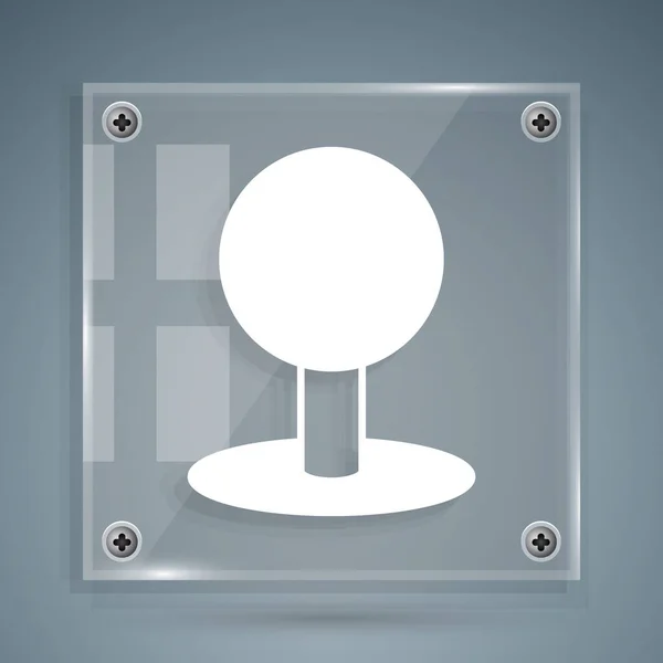 Bílá Ikona Push Pin Izolované Šedém Pozadí Znamení Připínáčků Čtvercové — Stockový vektor