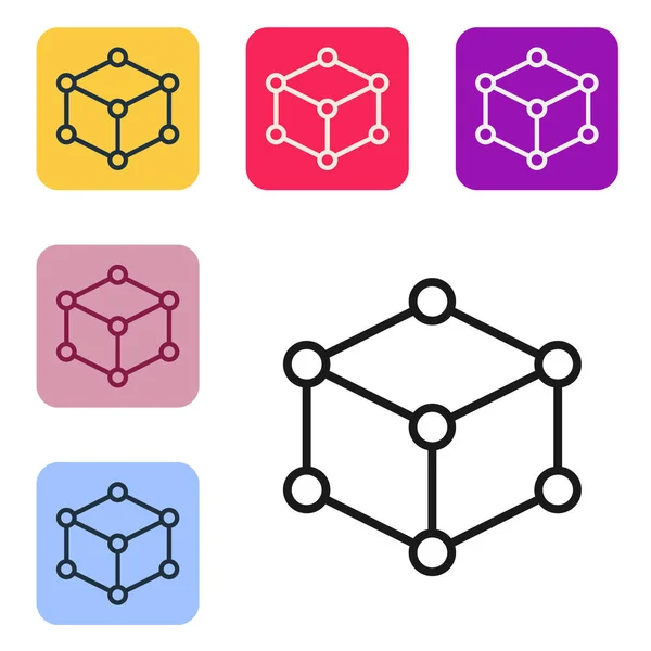 Ligne Noire Icône Cube Isométrique Isolé Sur Fond Blanc Cubes — Image vectorielle