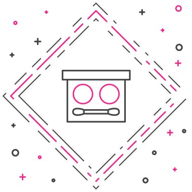 Beyaz zemin üzerinde fırça simgesi olan Çizgi Gözü Paleti. Renkli taslak konsepti. Vektör.