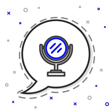 Çizgi yuvarlak makyaj aynası simgesi beyaz arkaplanda izole edildi. Renkli taslak konsepti. Vektör.