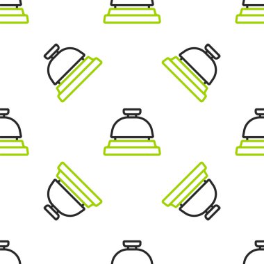 Line Otel servis çanı simgesi beyaz arkaplanda kusursuz desen izole etti. Resepsiyon zili. Vektör.