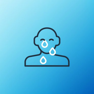 Göz yaşı simgesi mavi arkaplanda izole edildi. Renkli taslak konsepti. Vektör.