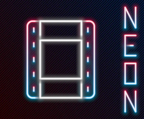 Zářící Neonová Čára Přehrát Ikonu Videa Izolovanou Černém Pozadí Filmový — Stockový vektor