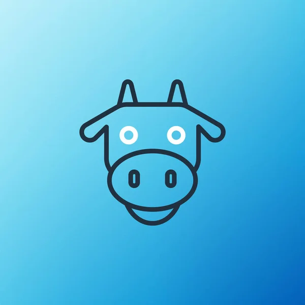 Ícone Cabeça Vaca Linha Isolado Fundo Azul Conceito Esboço Colorido —  Vetores de Stock