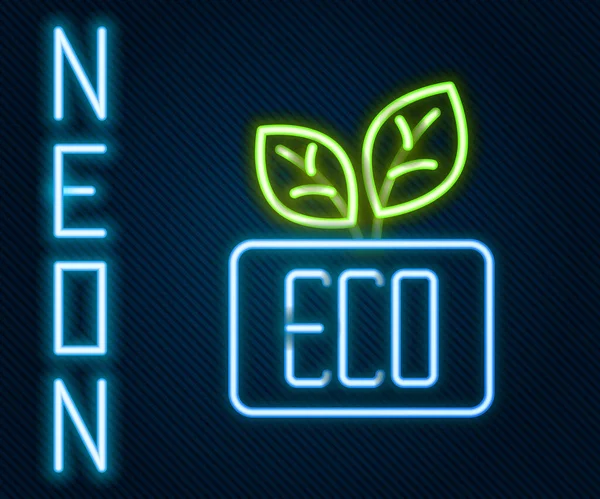 Сяюча Неонова Лінія Піктограма Символу Leaf Eco Ізольована Чорному Тлі — стоковий вектор