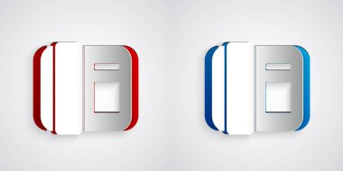 Kağıt kesiği Telefon ahizesi simgesi gri arkaplanda izole edildi. Telefon işareti. Kağıt sanatı tarzı. Vektör.