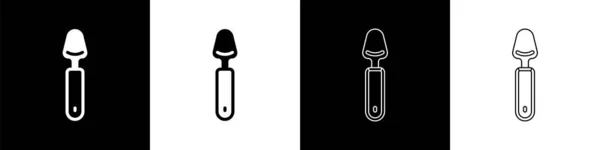 Establecer Icono Cuchara Aislado Sobre Fondo Blanco Negro Utensil Cocina — Vector de stock