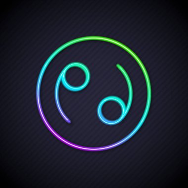 Parlak neon hattı Kanser burcu simgesi siyah arka planda izole edildi. Astrolojik yıldız falı koleksiyonu. Vektör.