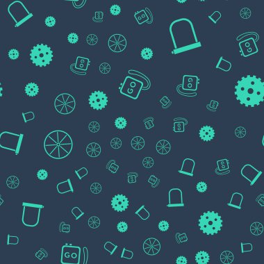 Kronometreyi, bisiklet kilidini, tekerleği ve dişli kolu kusursuz desene ayarlayın. Vektör.