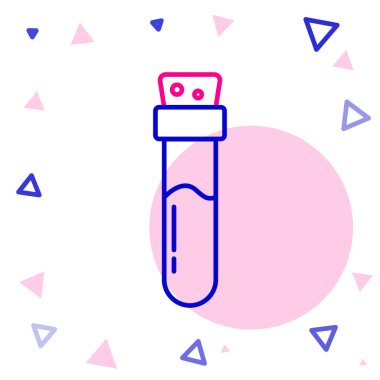 Beyaz zemin üzerinde iksir ikonu olan çizgi şişesi. Sihirli iksirli matara. Mutlu Cadılar Bayramı Partisi. Renkli taslak konsepti. Vektör.