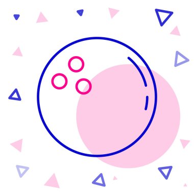 Çizgi bowling topu simgesi beyaz arkaplanda izole edildi. Spor malzemeleri. Renkli taslak konsepti. Vektör.