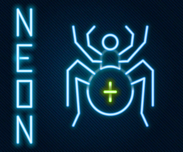 Leuchtendes Neon Line Spider Symbol Isoliert Auf Schwarzem Hintergrund Frohe — Stockvektor