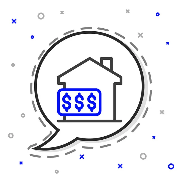 Line House Dollar Symbol Icon Isolated White Background Home Money — Stock Vector