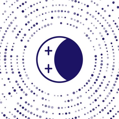 Beyaz arkaplanda izole edilmiş güneş ikonu mavi tutulması. Tam sonar tutulması. Soyut çember rastgele noktalar. Vektör.