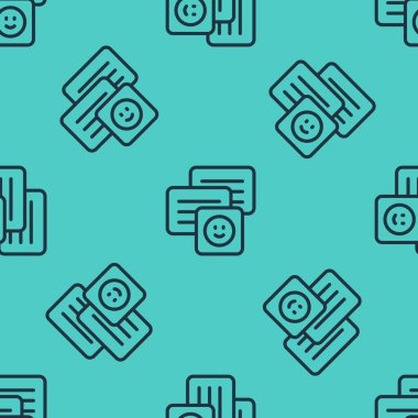 Laptop simgesindeki siyah çizgi Yeni sohbet mesajları bildirimi yeşil arkaplanda izole edilmiş pürüzsüz desen. Smartphone sohbet mesajları konuşma baloncukları. Vektör.